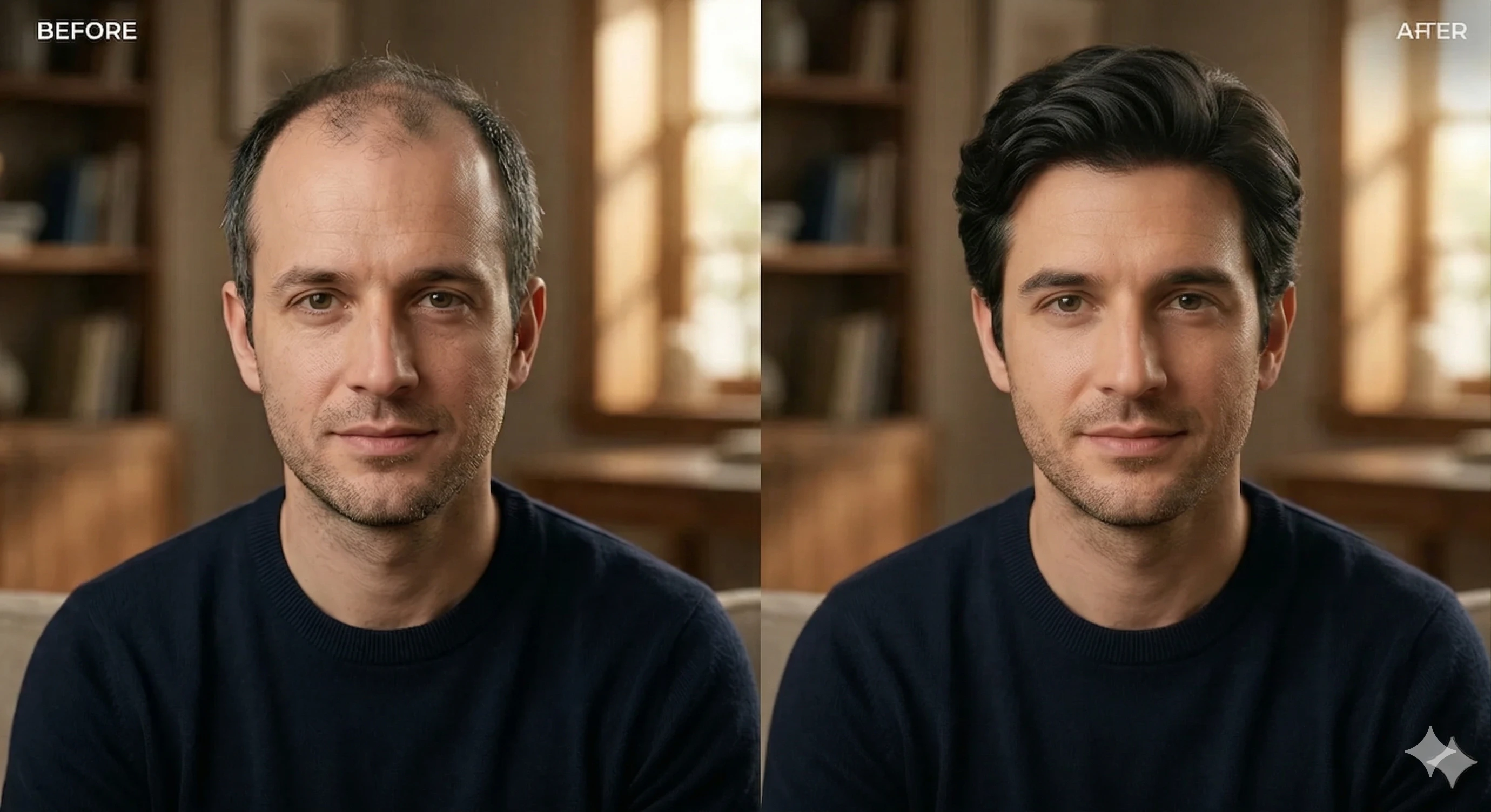 Man wearing undetectable hair patch in Sydney studio