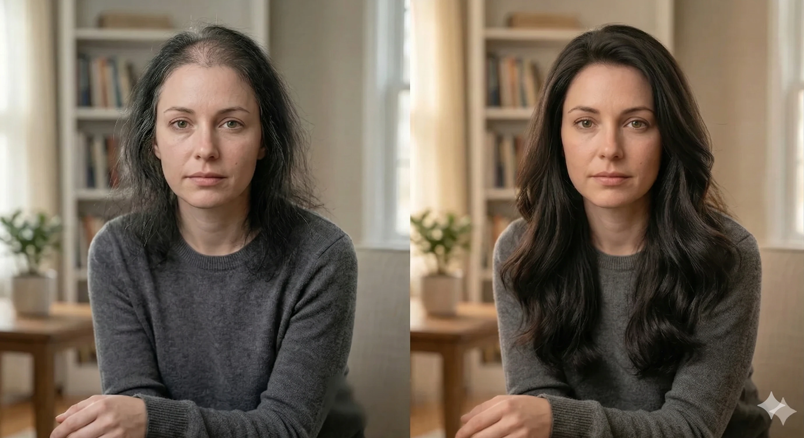 Woman with seamless hair patch for thinning hair in Sydney