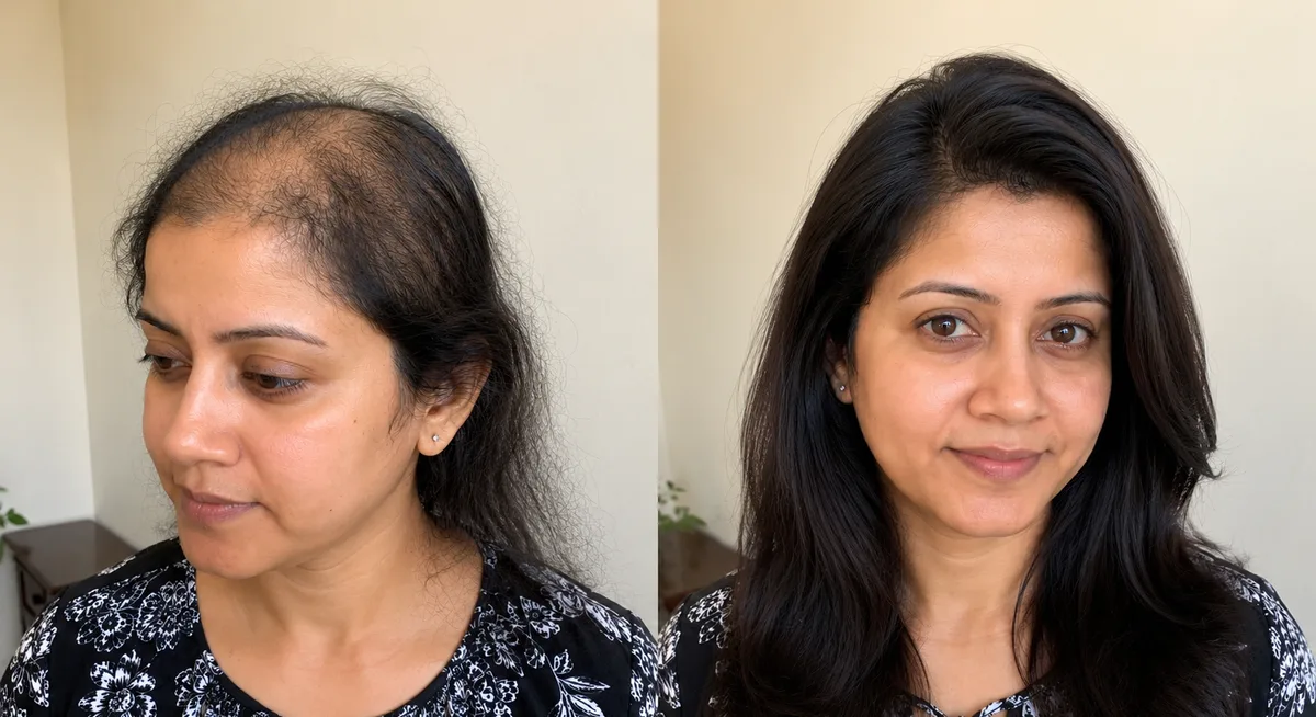 Woman with seamless hair patch for thinning hair, HairBrisé Sydney